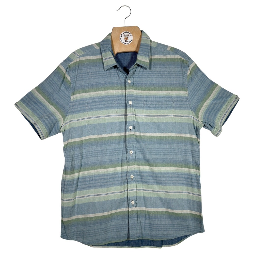 Faherty Reversible Short Sleeve Button Shirt Blue… - image 1